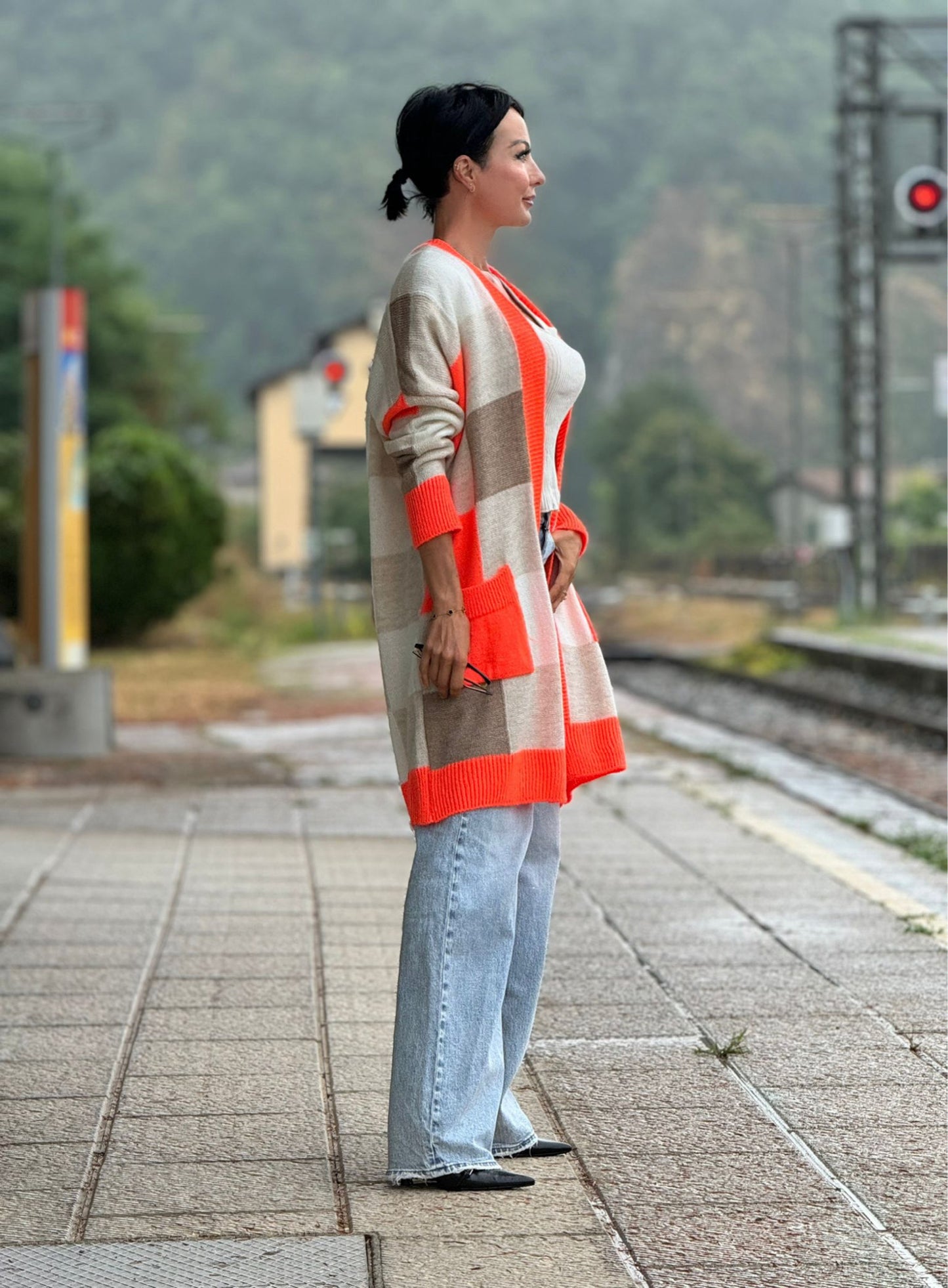 Gilet Martha striped orange