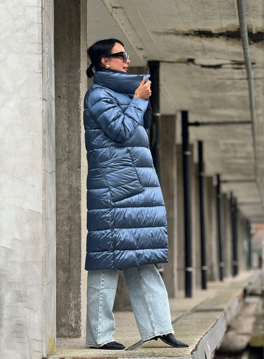 Coat duck met. blue