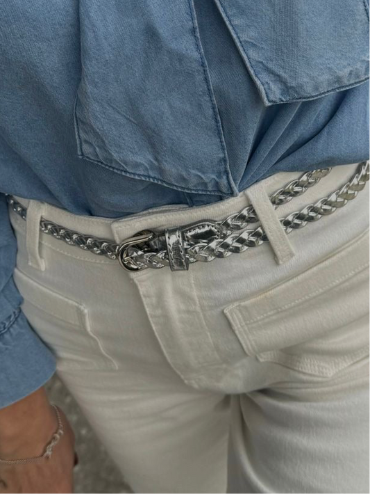 Belt braided silver