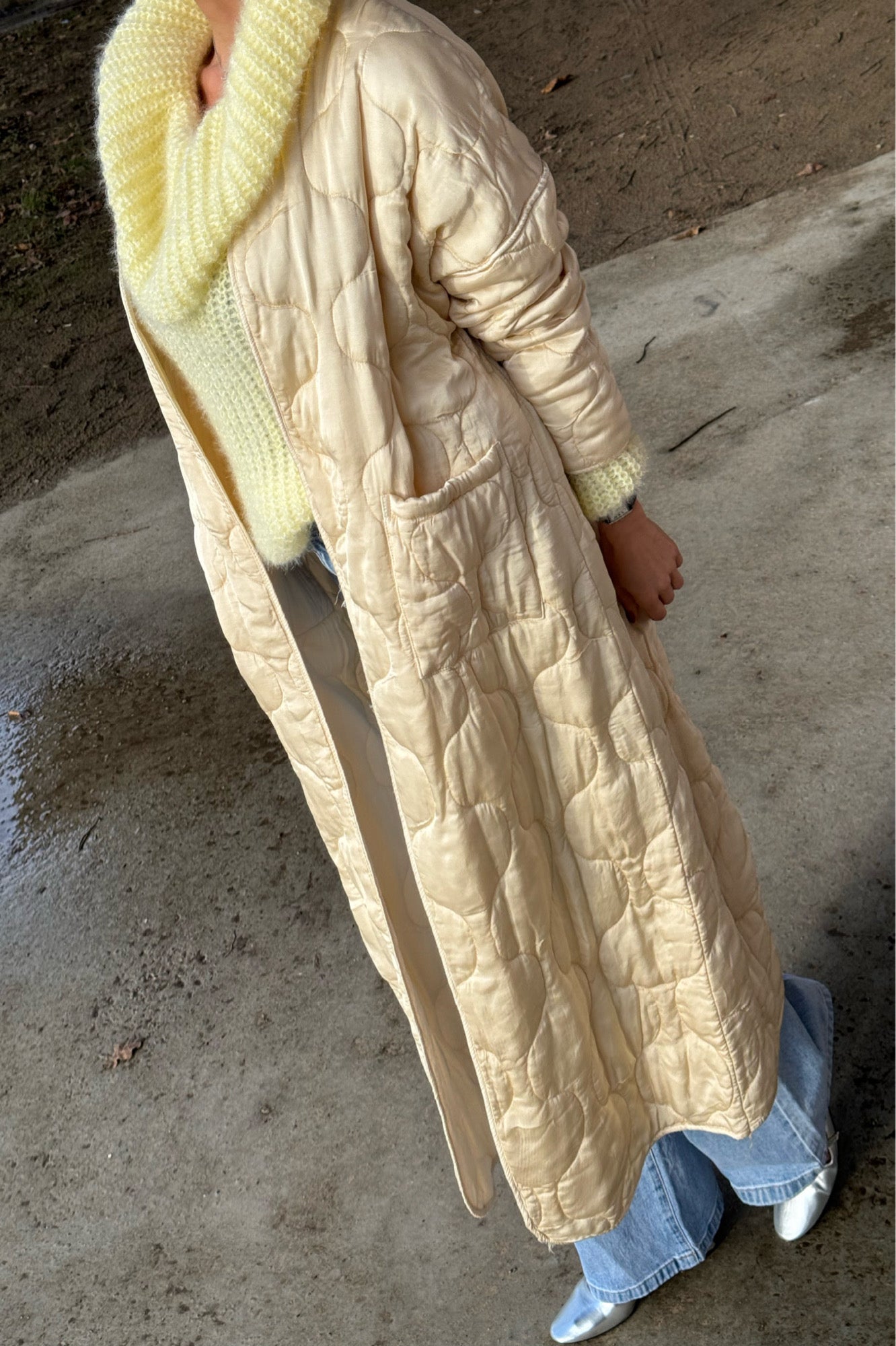 Coat Quilted long crema