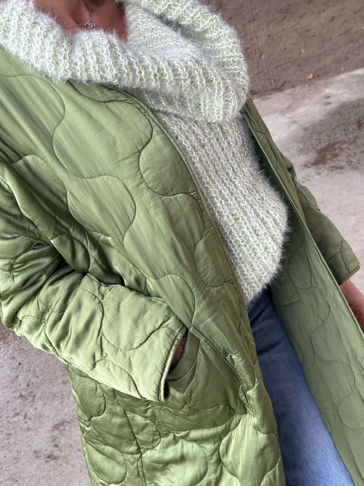 Coat Quilted long green