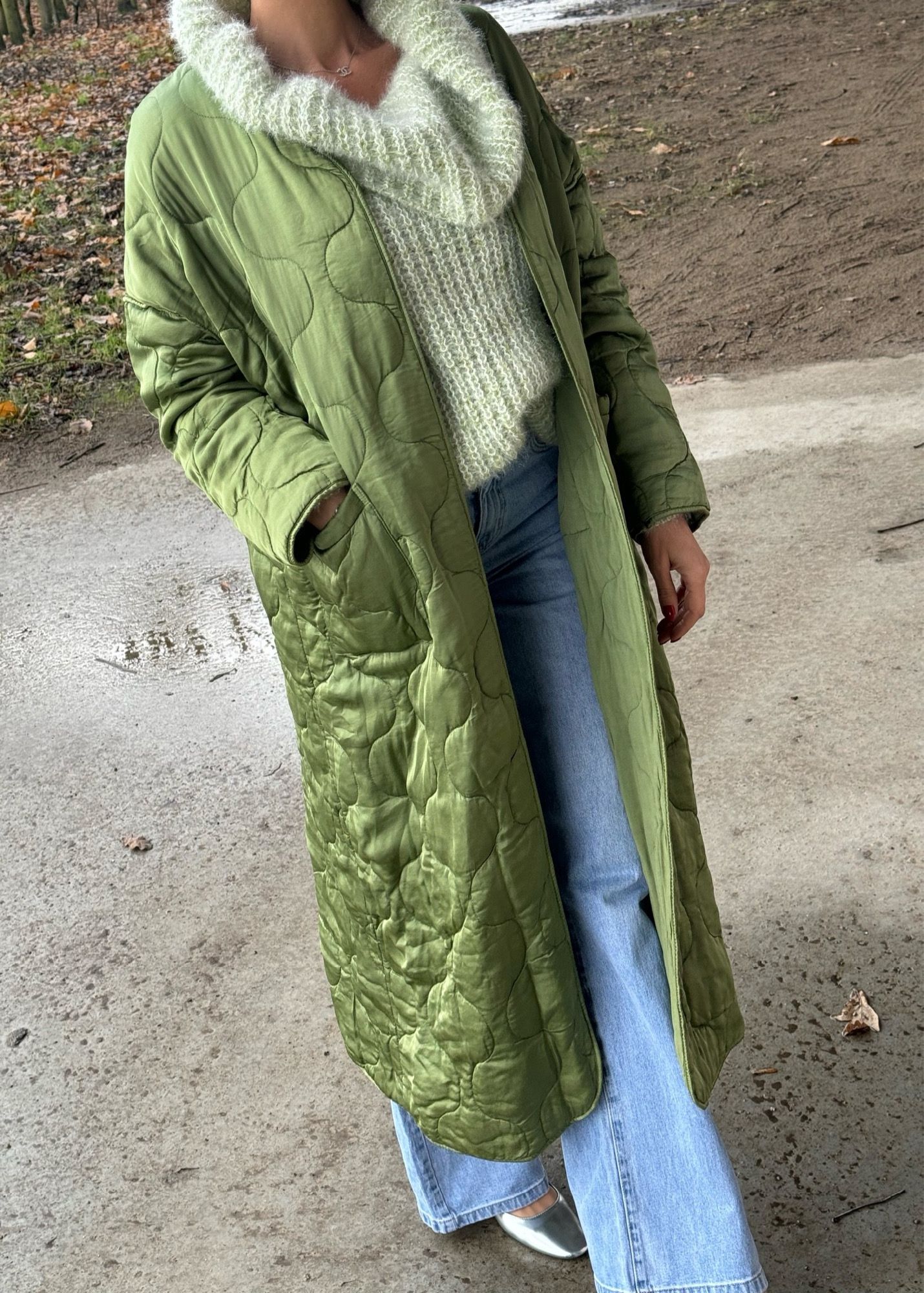 Coat Quilted long green