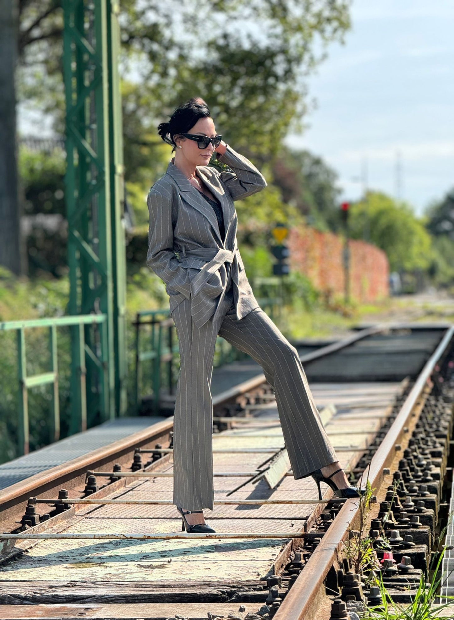 Blazer Ella striped taupe