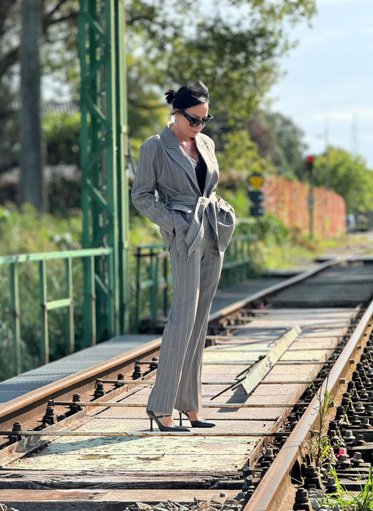 Blazer Ella striped taupe