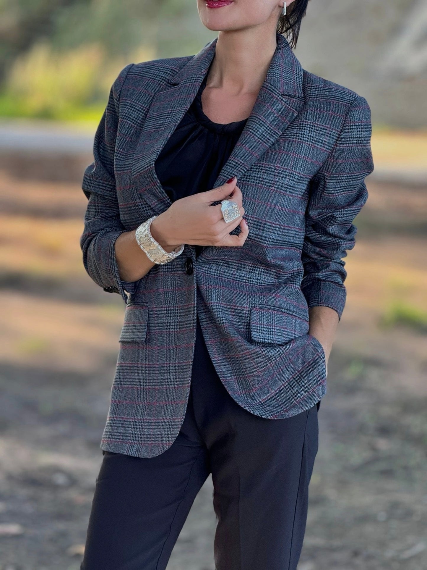 Blazer Lara tartan dark grey