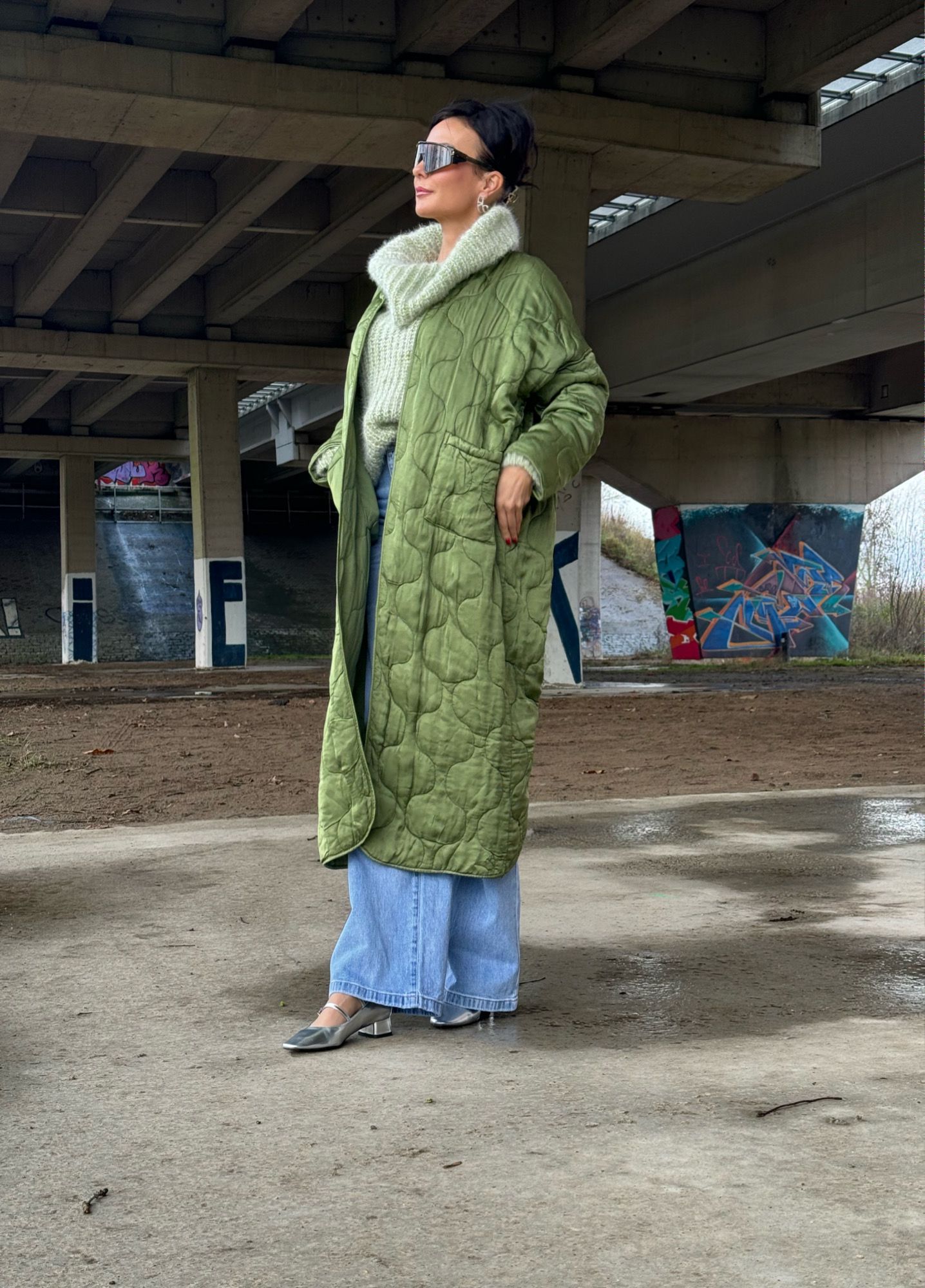 Coat Quilted long green