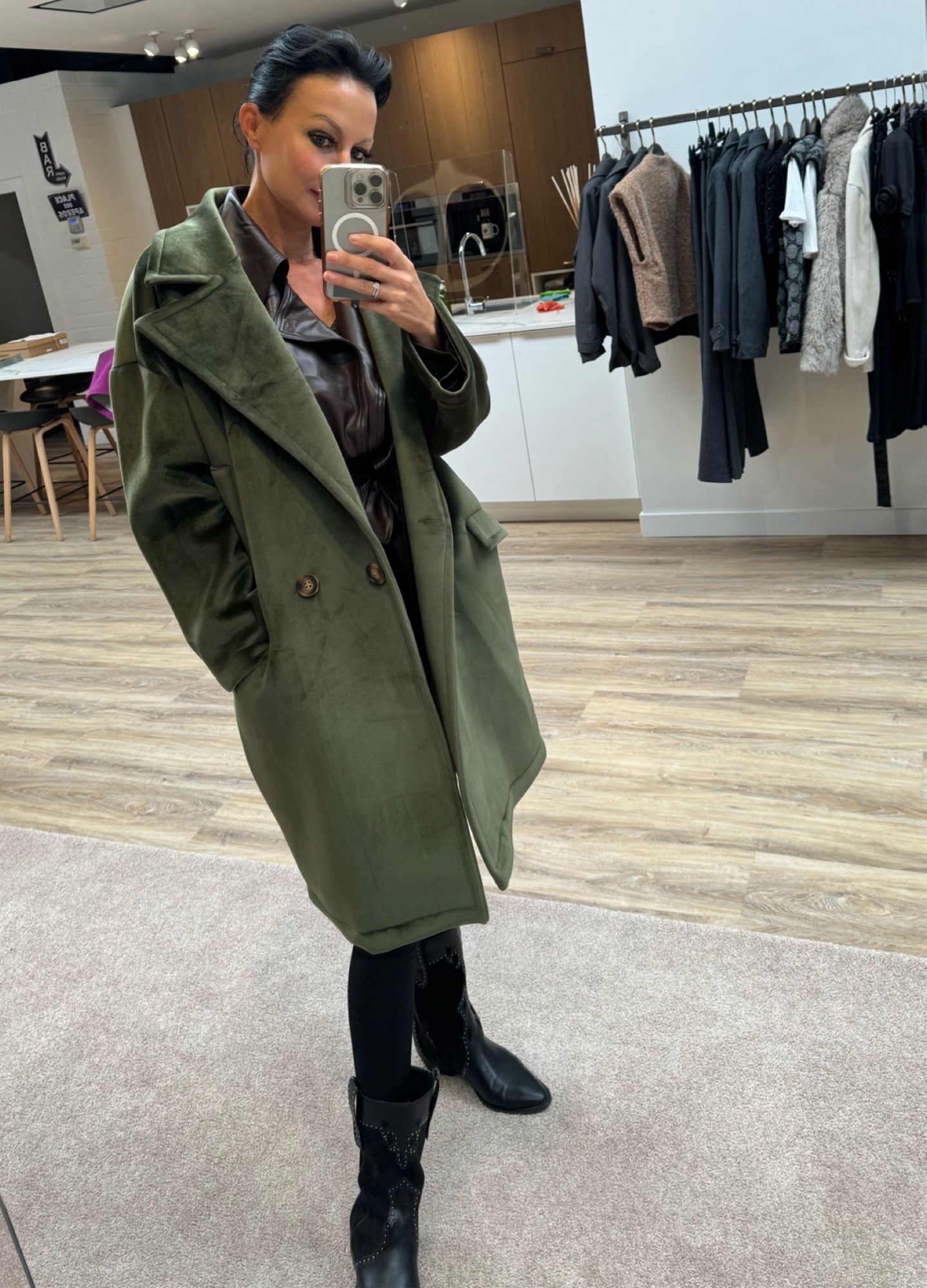 Coat Liz velvet forest green